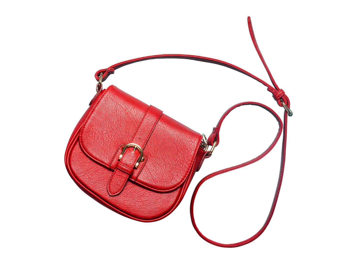 Red handbag before and after background removal